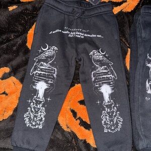 Kids Black Joggers with Graphic Design
